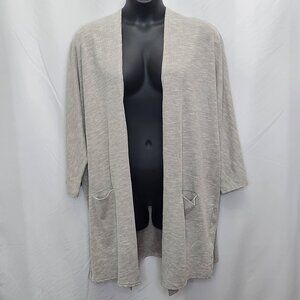 Donni Open Front Duster Cardigan Womens One Size Gray Striped Boho Jacket X02X